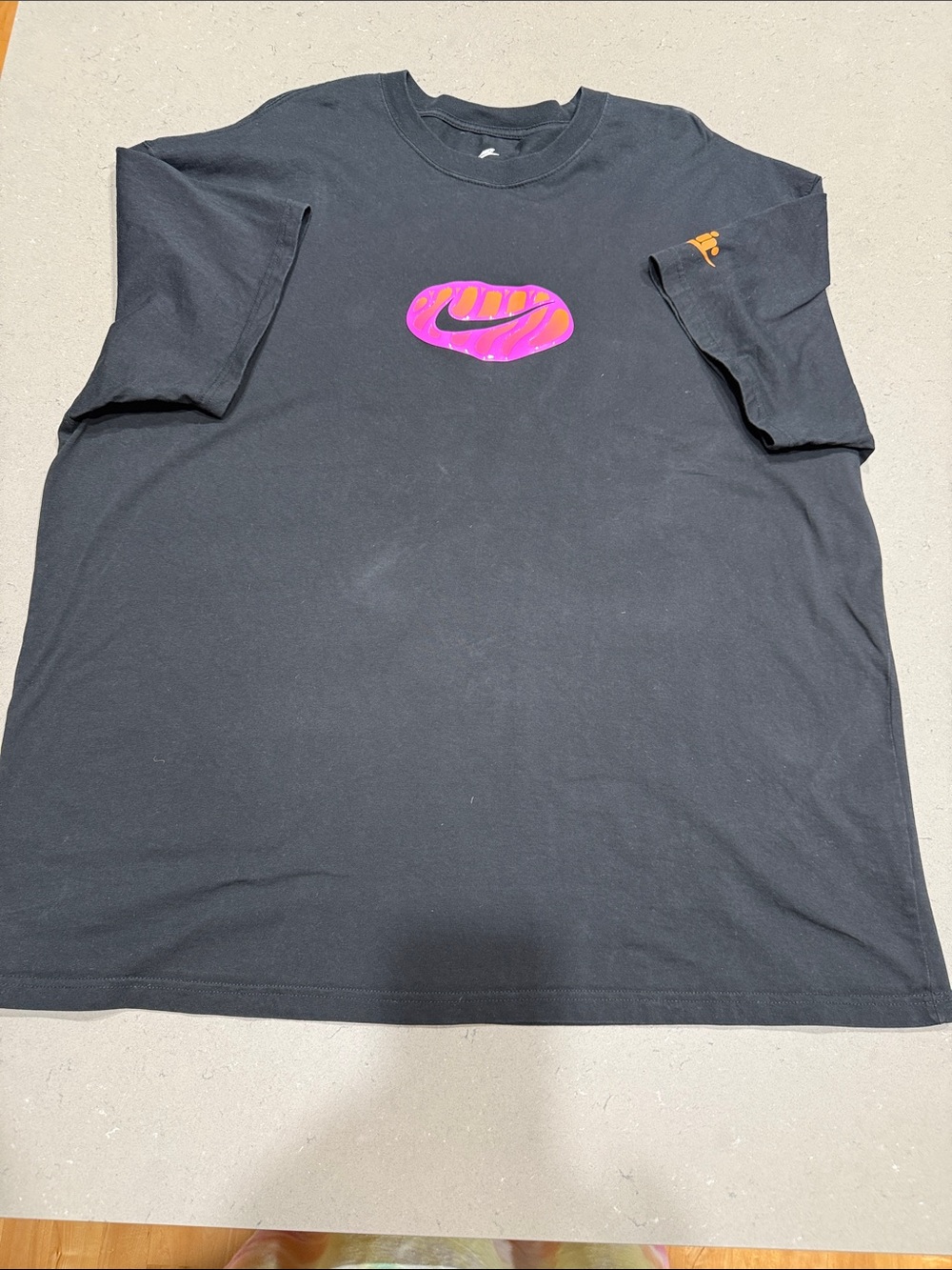 Men’s Nike Black Tee with Pink and Purple Swoosh Bubble, Soze 3XL
